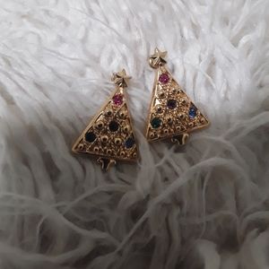 3/$10 Vintage Christmas tree pierced earrings